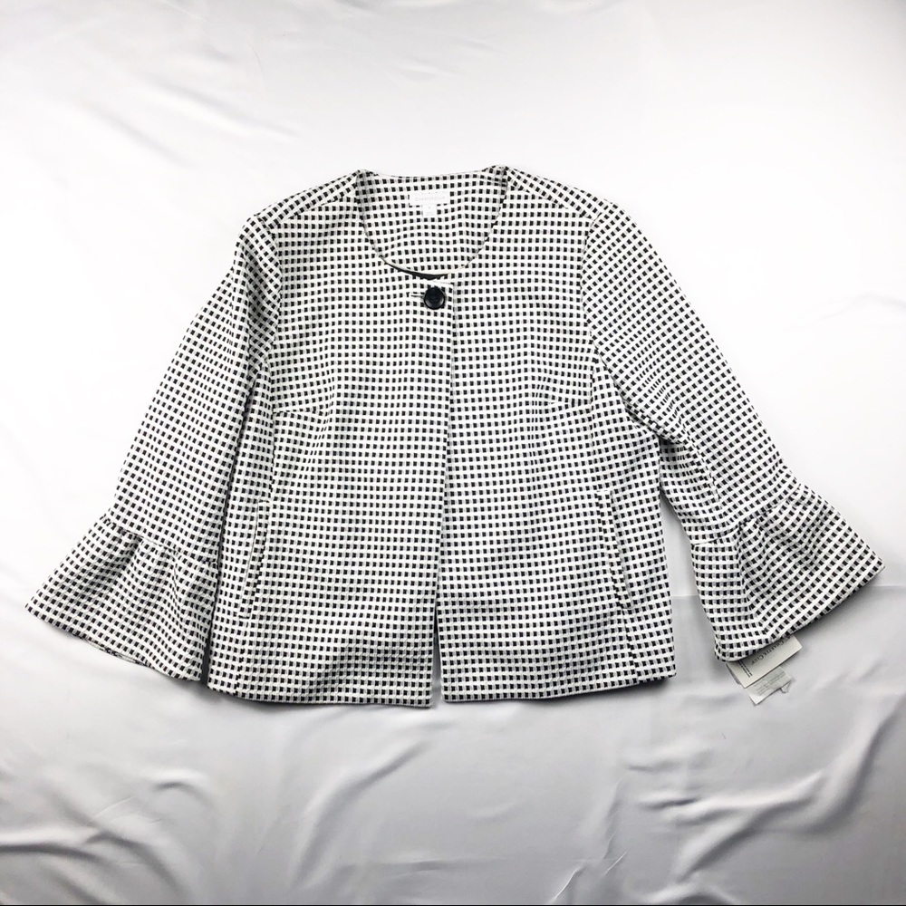 Black and White Check Blazer with Bell Sleeves